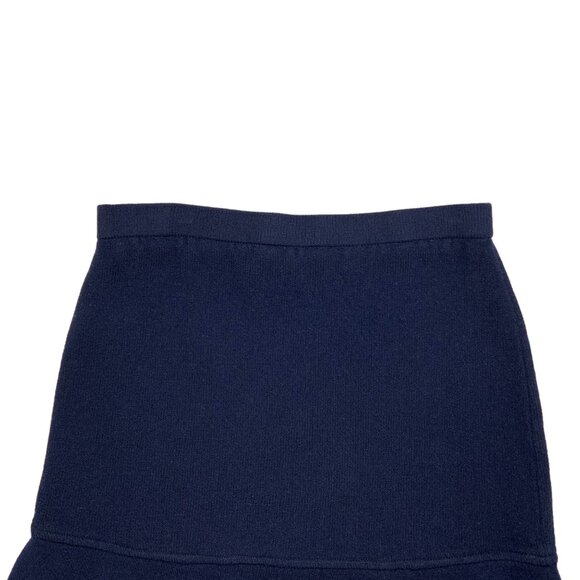 St. John Basics Knit Skirt 6 Blue Wool Blend Mini Peplum Classic - Picture 7 of 11